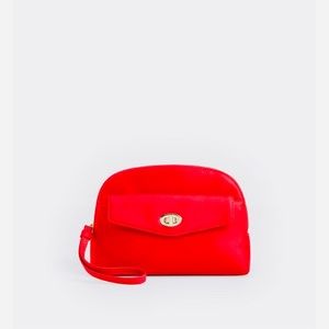 Talbots Red Classic Leather Wristlet /Clutch NEW